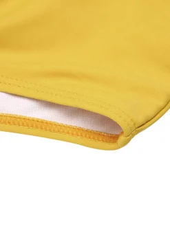 Best Retro Stage 2PCS 1940s Striped Patchwork Swimsuit Yellow