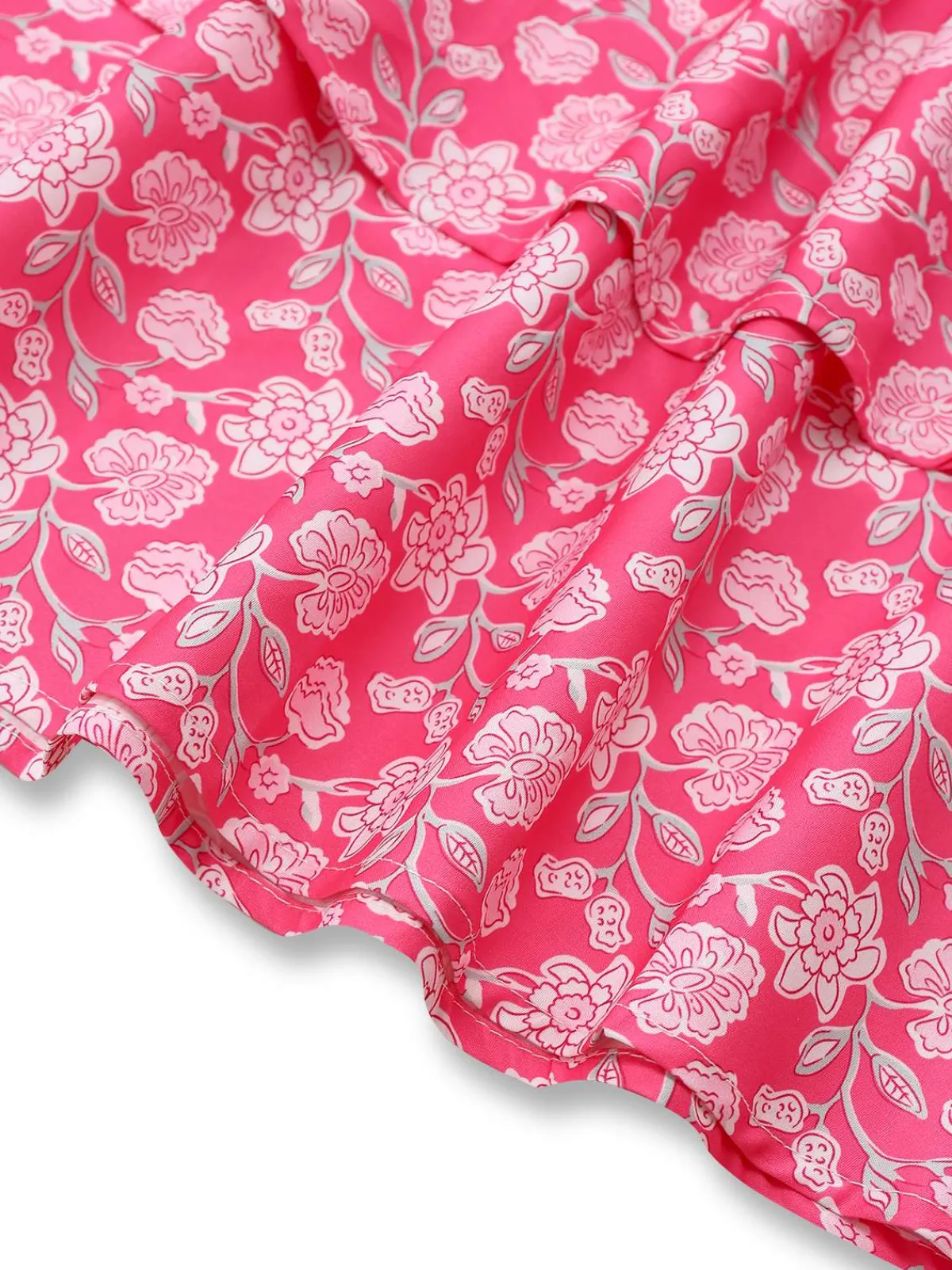 Fashion Retro Stage 1960s Smocked Floral Halter Dress Peach Pink