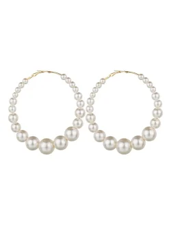 Discount Retro Stage Pearl Large Hoop Vintage Earrings