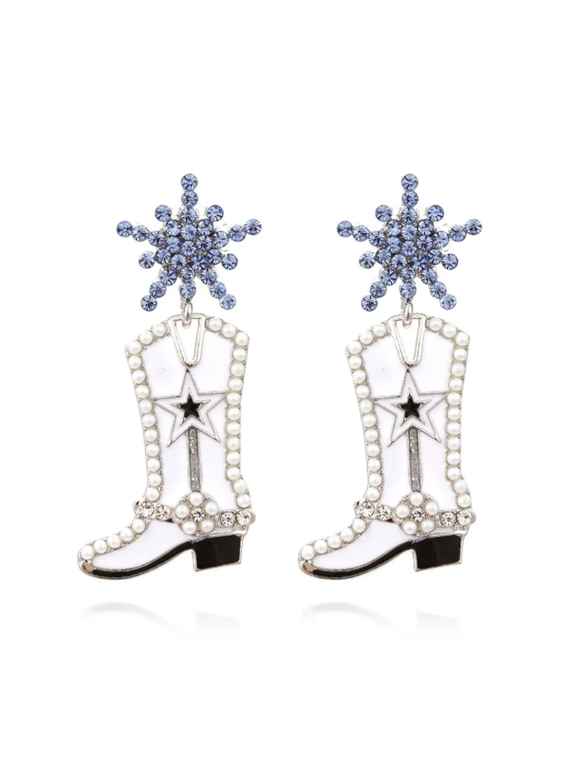 Clearance Retro Stage Pearl Star Cowboy Boot Earrings