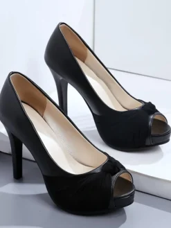 Hot Retro Stage Peep Toe Knot Stiletto High Heels