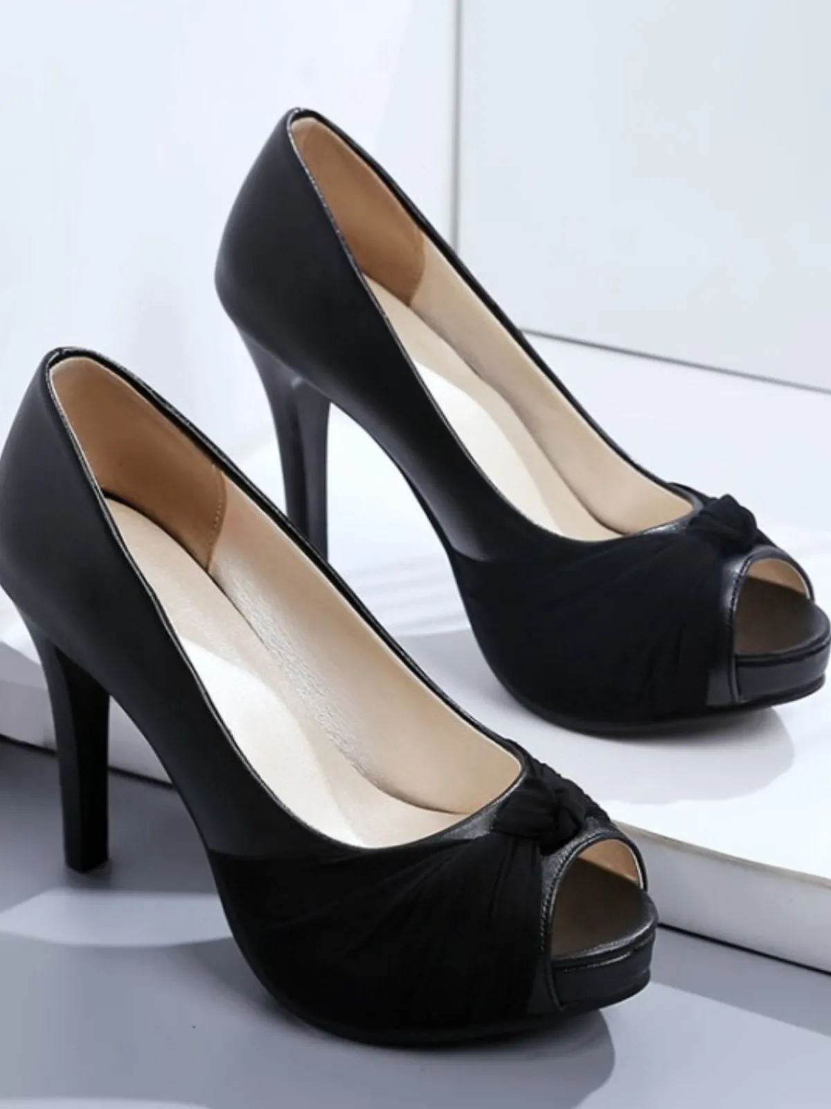 Hot Retro Stage Peep Toe Knot Stiletto High Heels
