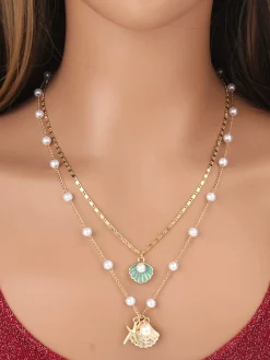 Clearance Retro Stage Pentagram Pearl Shell Necklace