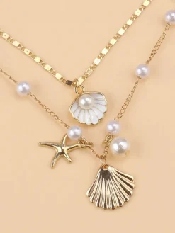 Clearance Retro Stage Pentagram Pearl Shell Necklace