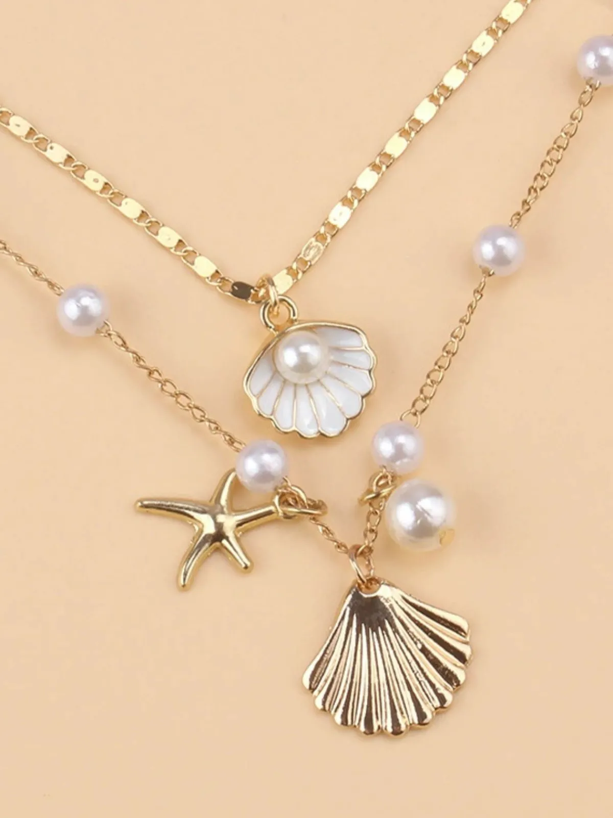Clearance Retro Stage Pentagram Pearl Shell Necklace