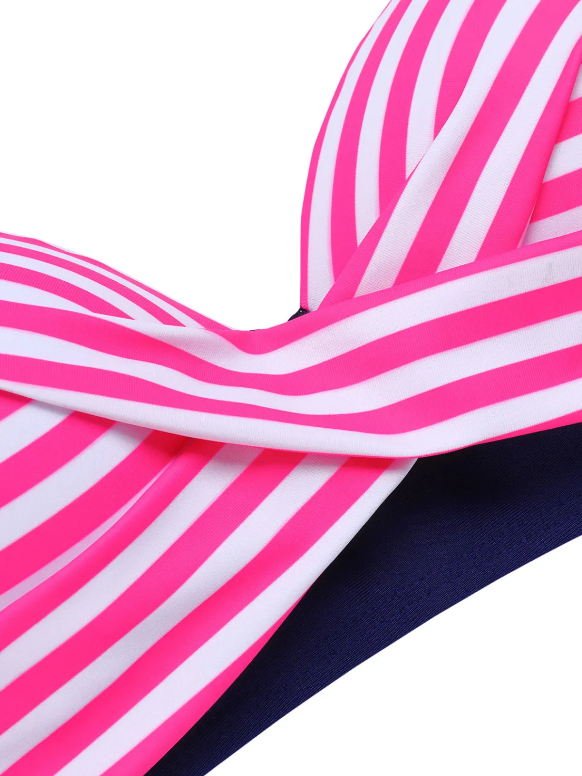 Online Retro Stage 1950s Striped Halter Swimsuit Pink & Blue