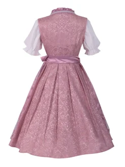 Discount Retro Stage 1950 Embroidered Puff Dress Set Pink