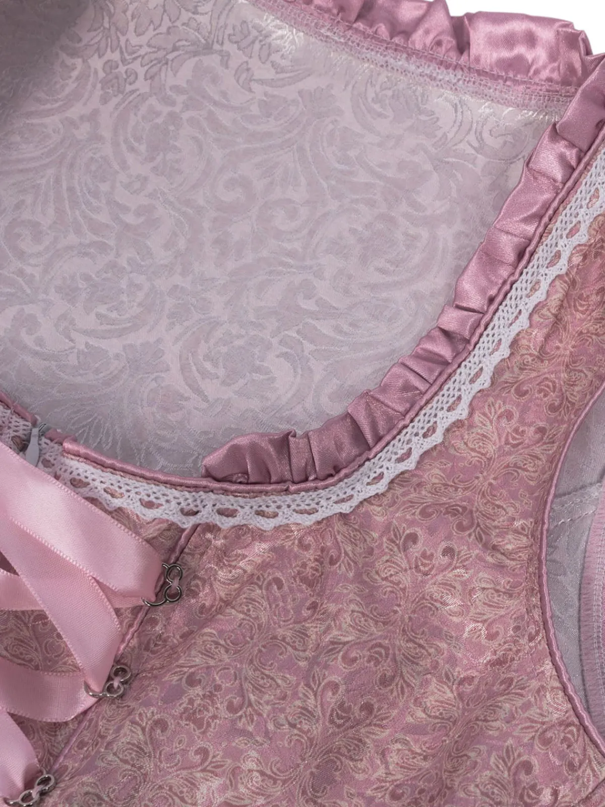 Discount Retro Stage 1950 Embroidered Puff Dress Set Pink