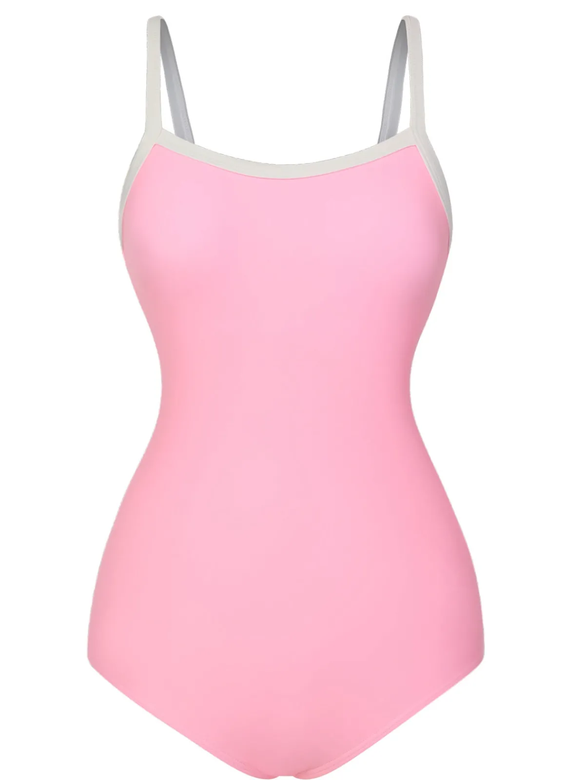 Discount Retro Stage & White 1950s U-Back Strap Swimsuit Pink