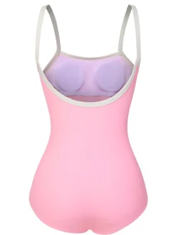 Discount Retro Stage & White 1950s U-Back Strap Swimsuit Pink