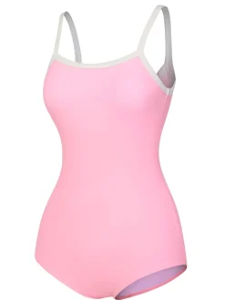 Discount Retro Stage & White 1950s U-Back Strap Swimsuit Pink