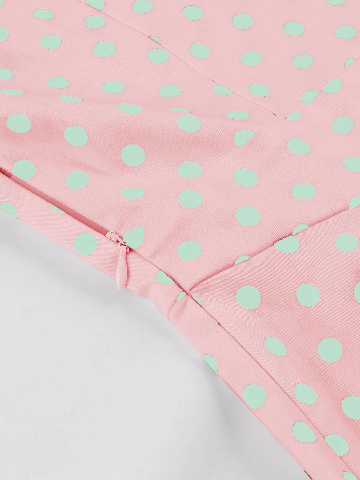 Discount Retro Stage 1950s Blue Polka Dot Lapel Dress Pink