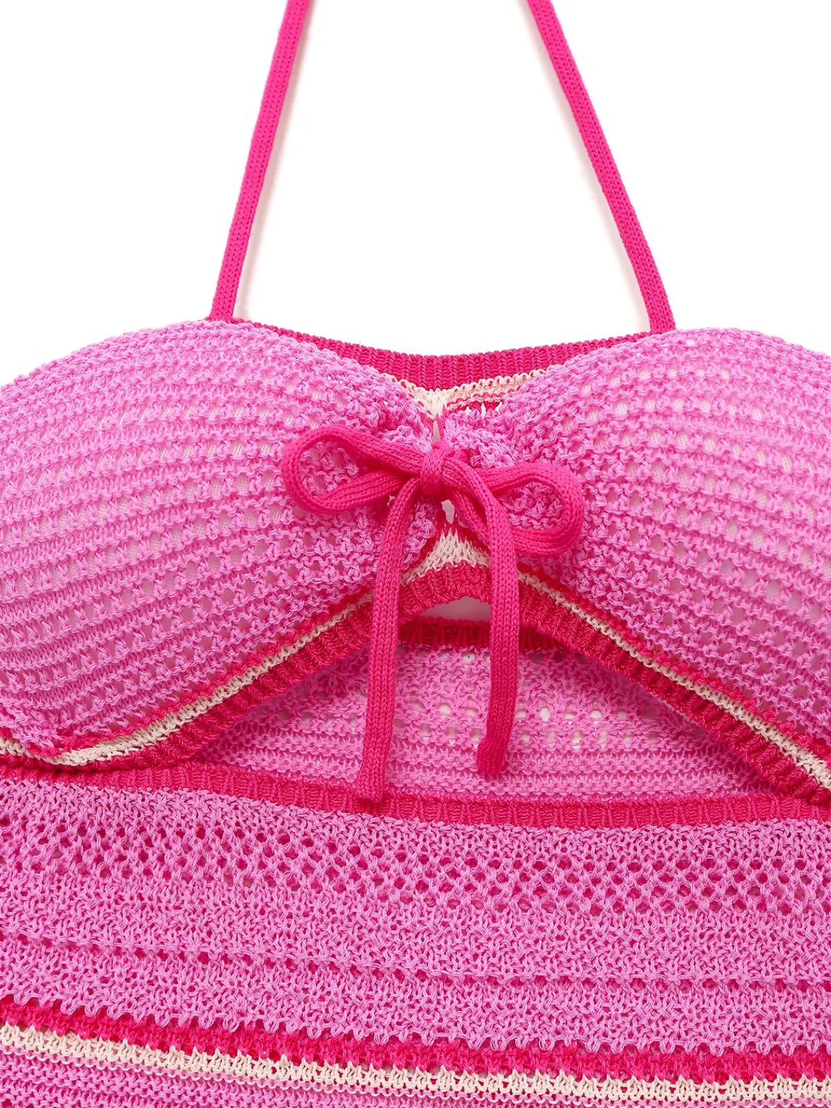 Outlet Retro Stage 1970s Boho Halter Gradient Knit Dress Pink