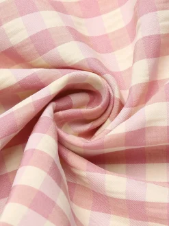 Online Retro Stage 1960s Checked Belted Pencil Dress Pink