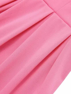 Sale Retro Stage 1950s Cold Shoulder Solid Dress Pink