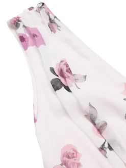 Sale Retro Stage 1940s Deep V-Neck Chiffon Rose Dress Pink