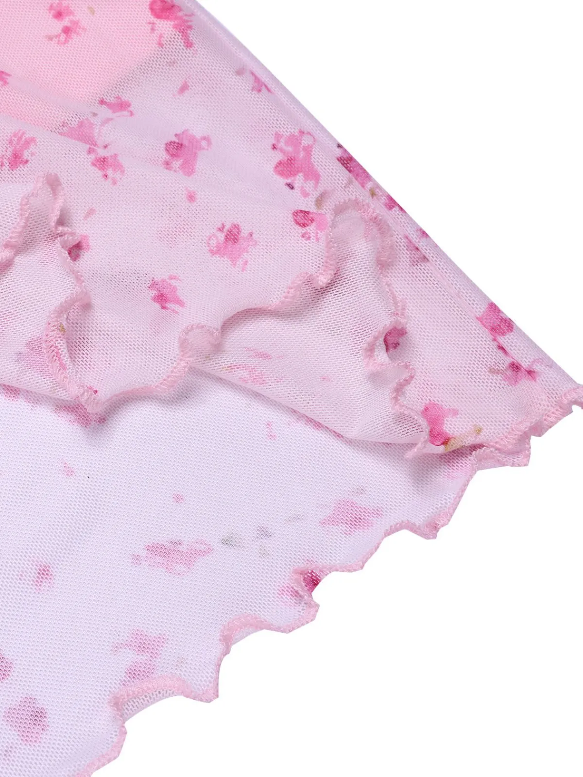 New Retro Stage 1950s Ditsy Floral Mesh Spaghetti Straps Sleepwear Pink