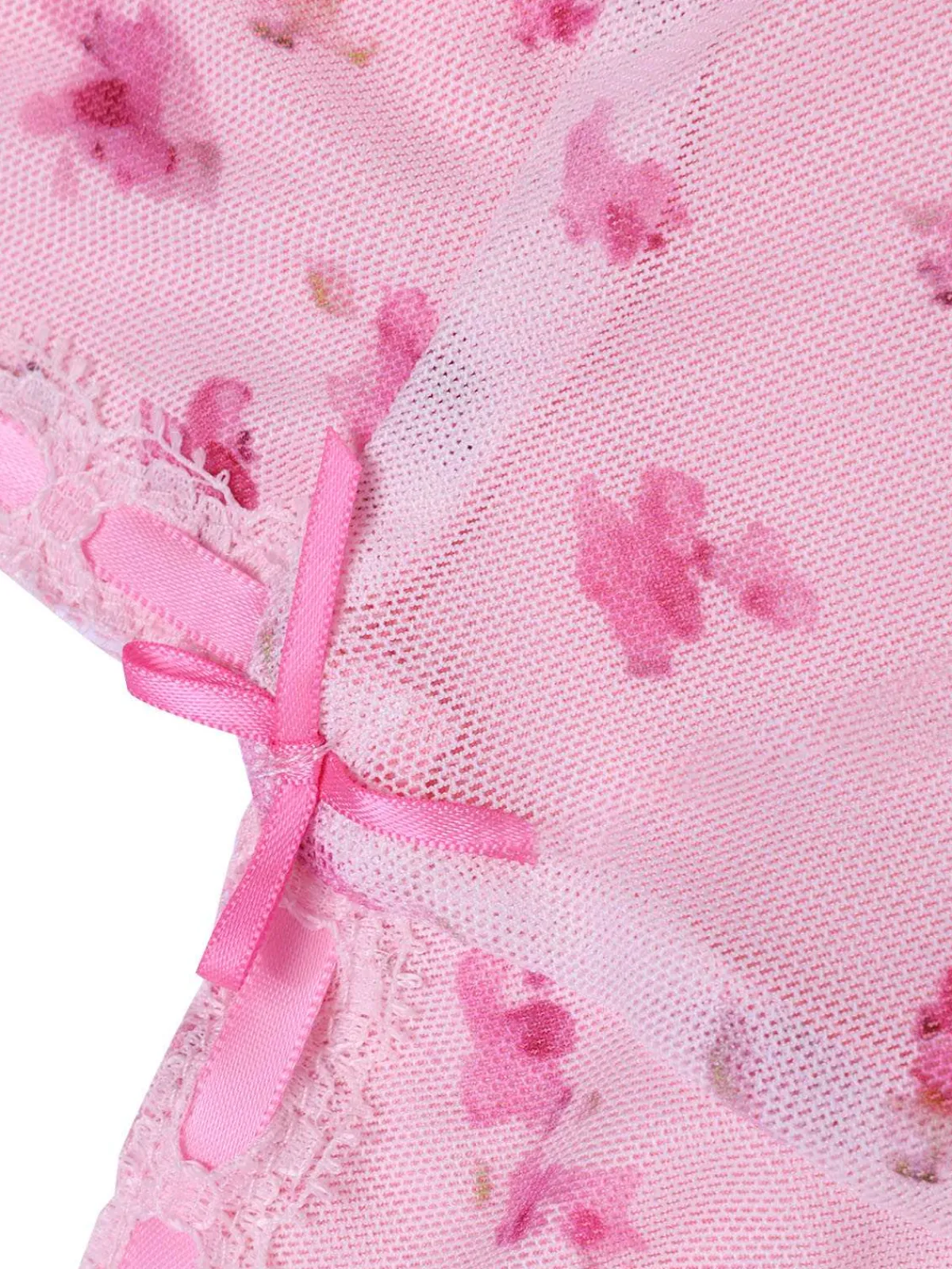 New Retro Stage 1950s Ditsy Floral Mesh Spaghetti Straps Sleepwear Pink