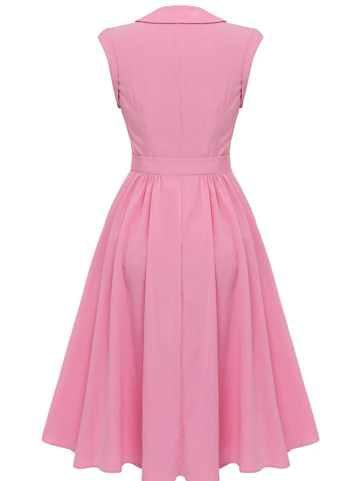 Best Retro Stage 1940s Doll Collar Solid Dress Pink