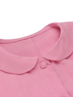 Best Retro Stage 1940s Doll Collar Solid Dress Pink