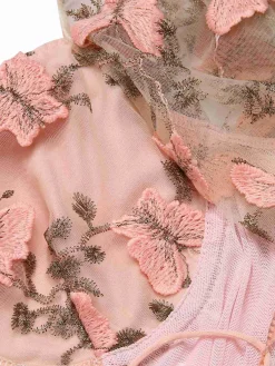 Best Retro Stage 1950s Floral Butterfly Puff Sleeves Top Pink