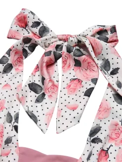 Online Retro Stage 1930s Floral Halter Jumpsuit Pink