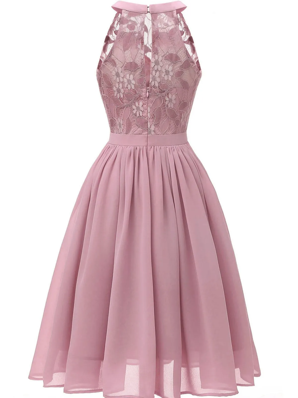 Fashion Retro Stage 1950s Floral Lace Swing Dress Pink