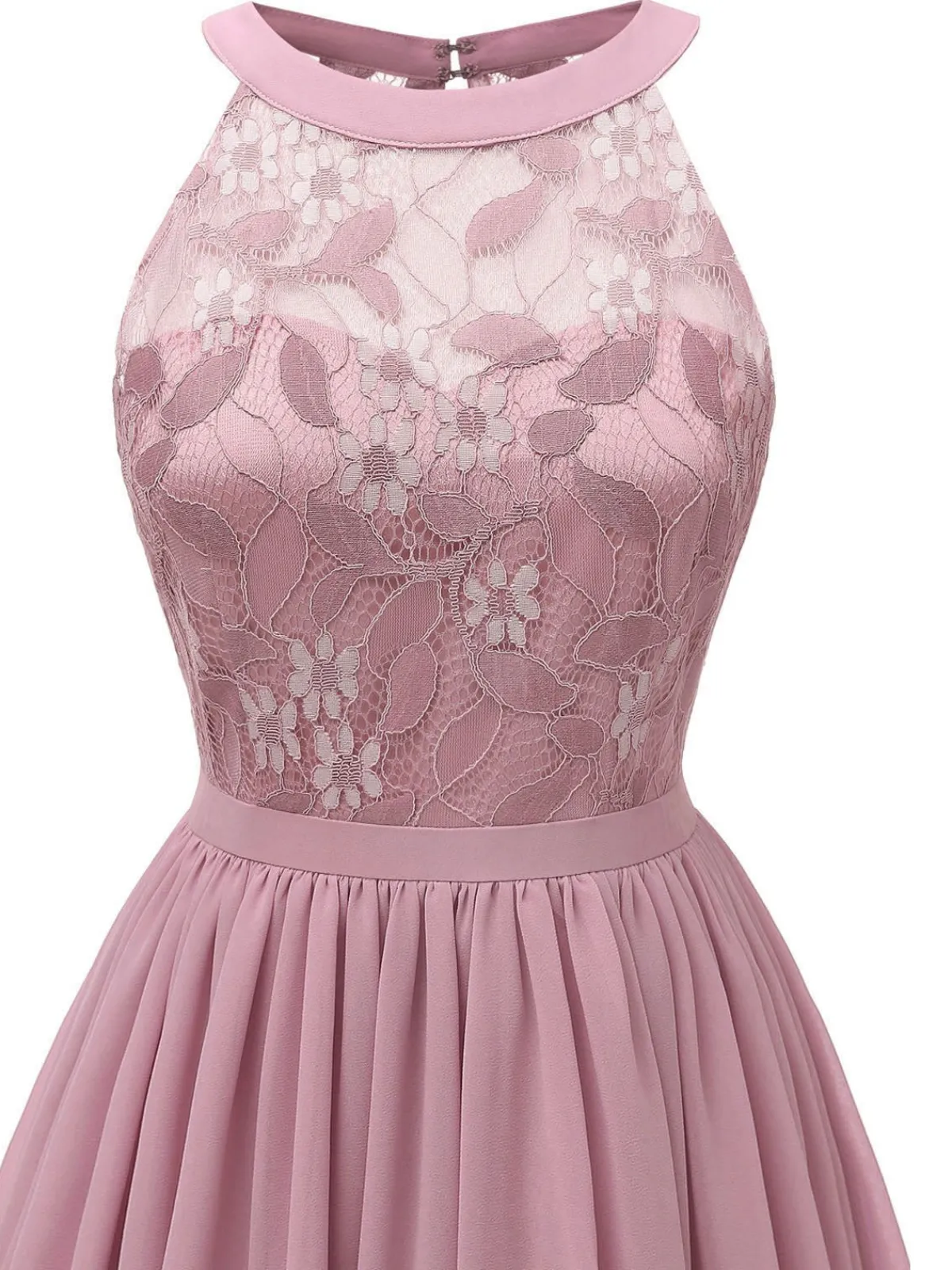 Fashion Retro Stage 1950s Floral Lace Swing Dress Pink