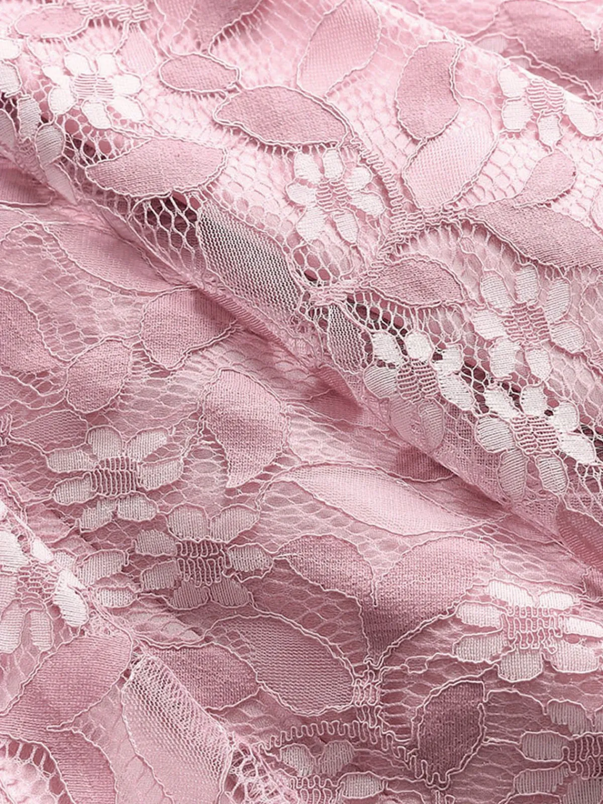 Fashion Retro Stage 1950s Floral Lace Swing Dress Pink