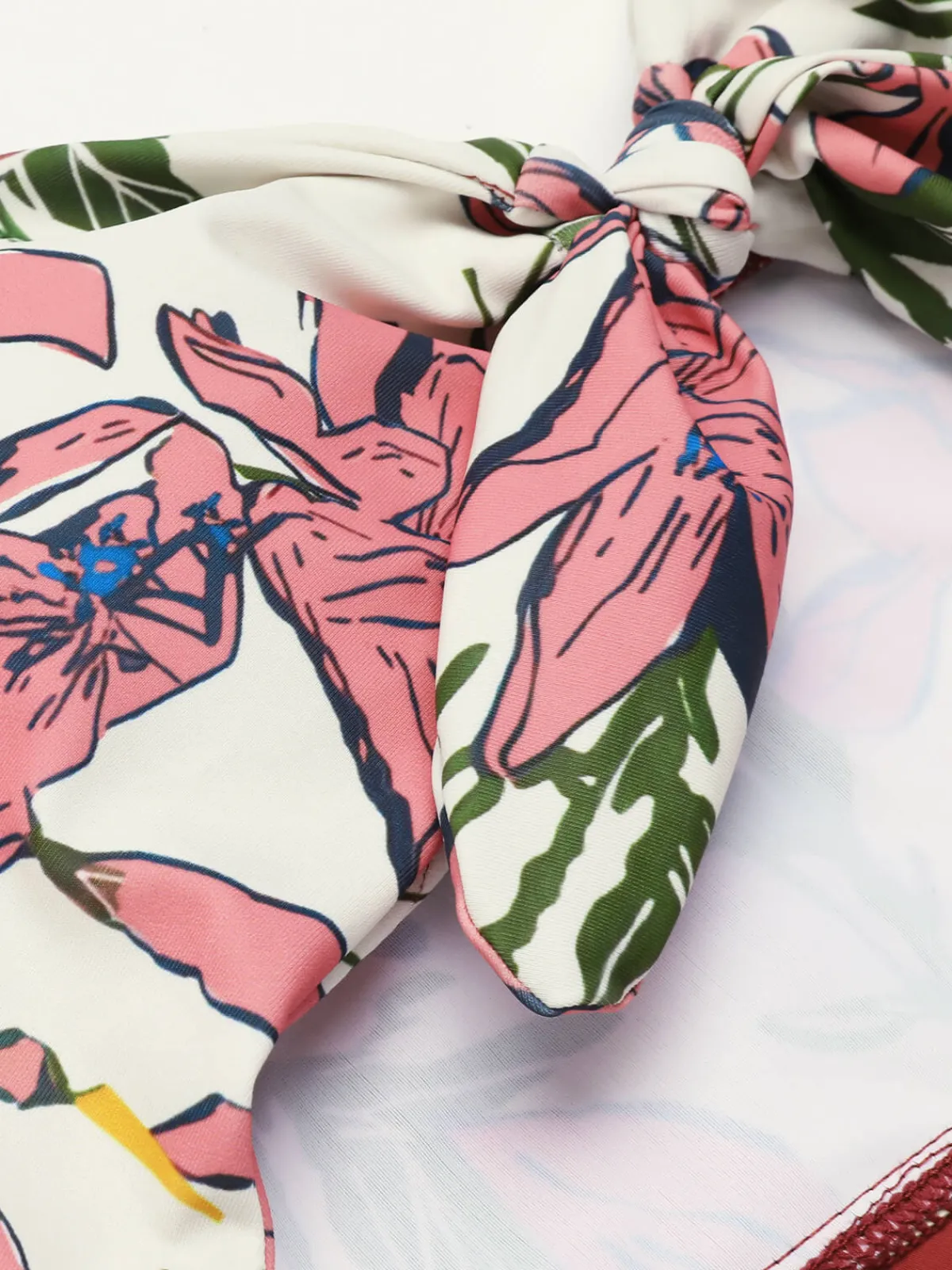 Online Retro Stage 1940s Floral Strap One-Piece Swimsuit Pink