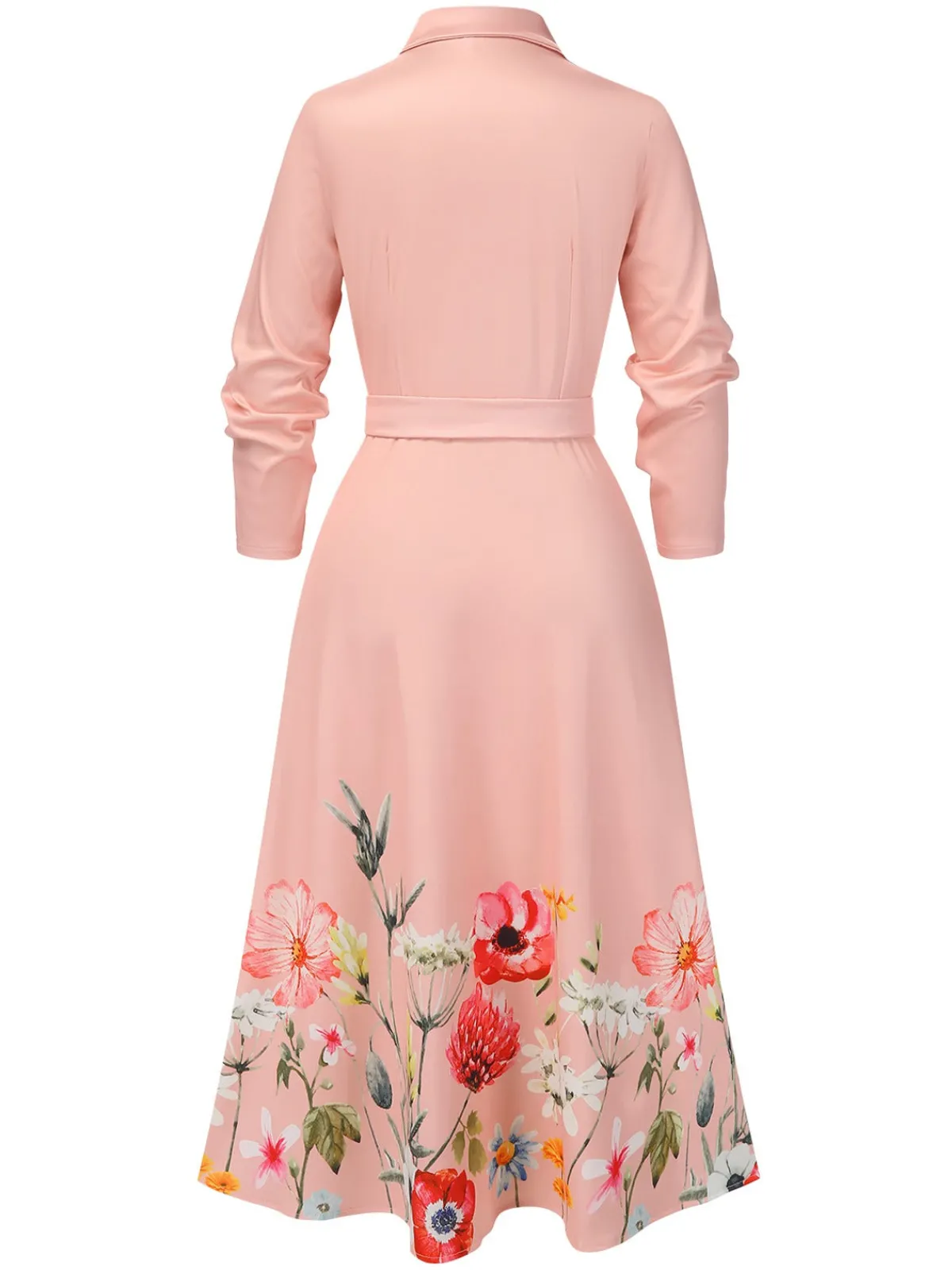 Online Retro Stage 1940s Floral Tie-Up Blazer Dress Pink