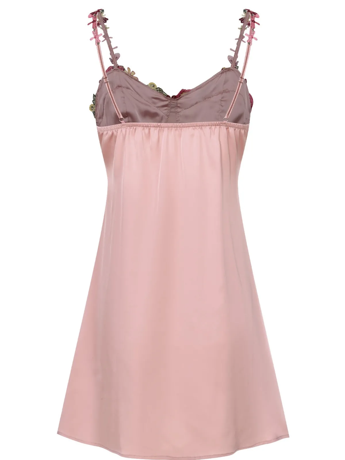 Outlet Retro Stage 1950s Flower Embroidered Suspender Nightgown Pink