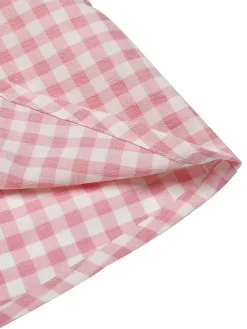 Fashion Retro Stage 1950s Gingham Plaid Lapel Shirt Pink
