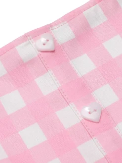 Discount Retro Stage 1950s Gingham Plaid Suspender Jumpsuit Pink