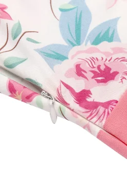 New Retro Stage 1950s Halter Floral Swing Dress Pink
