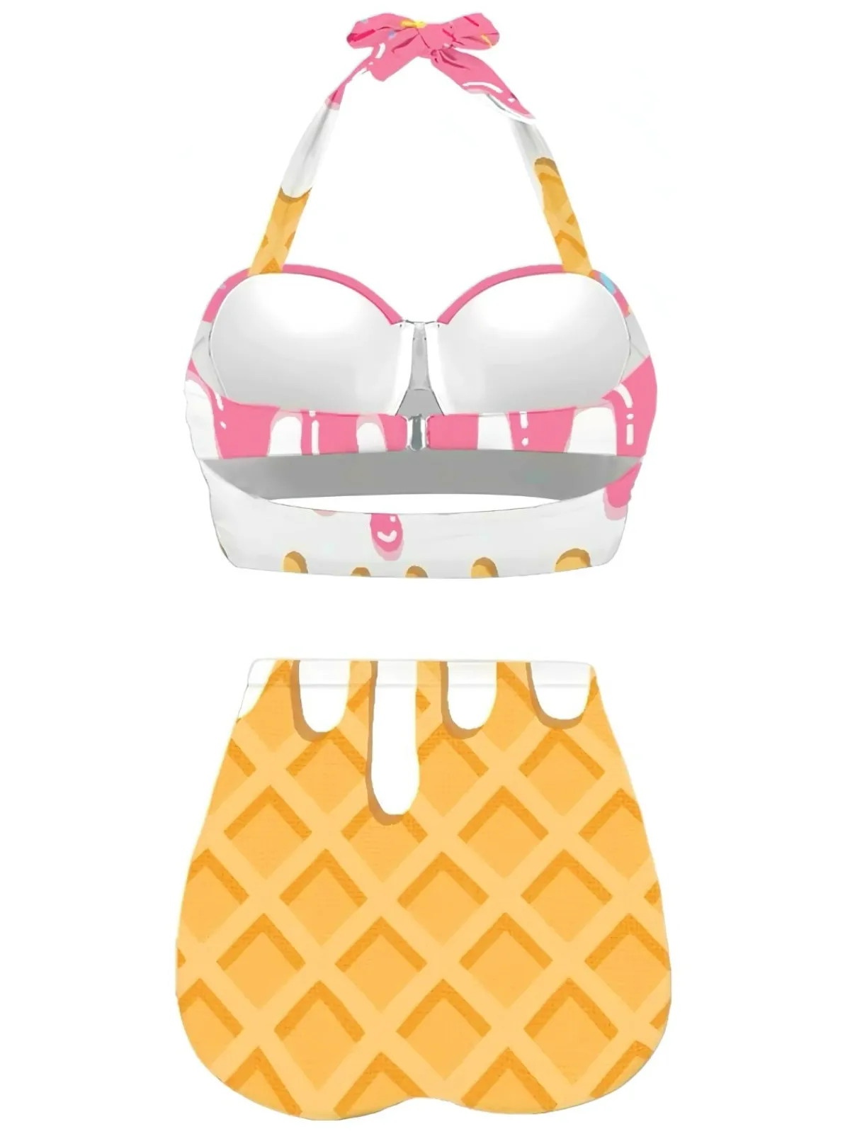 Discount Retro Stage Pink 1970s Halter Ice-Cream Cone High-Waist Bikini