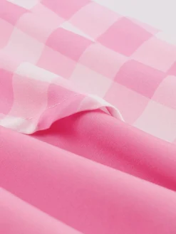 Clearance Retro Stage 1950s Halter Plaids Patchwork Dress Pink