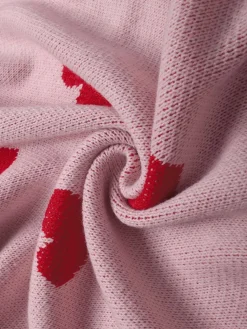 Fashion Retro Stage 1930s Heart Long Knitted Cardigan Pink