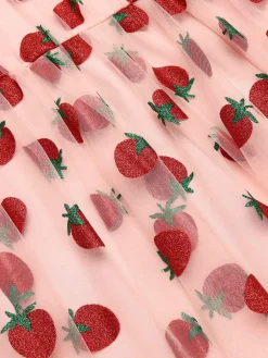 Fashion Retro Stage 1950s Lace Strawberry Swing Dress Pink