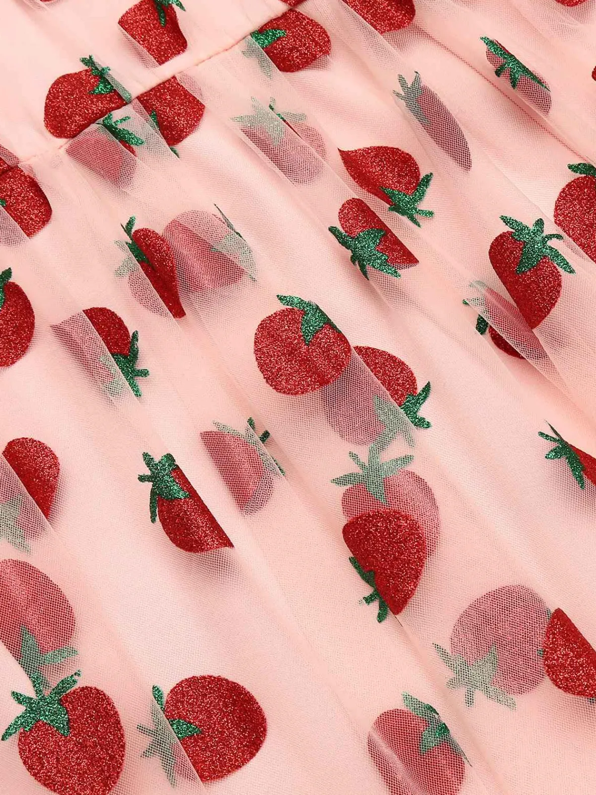 Fashion Retro Stage 1950s Lace Strawberry Swing Dress Pink