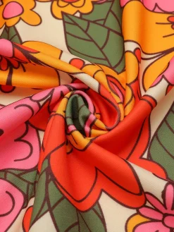 Best Retro Stage Pink 1960s Lapel Flowers Patchwork Dress