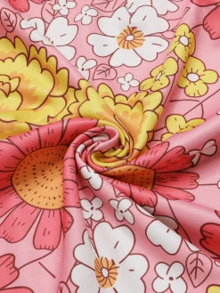 Best Retro Stage Pink 1960s Lapel Flowers Patchwork Dress