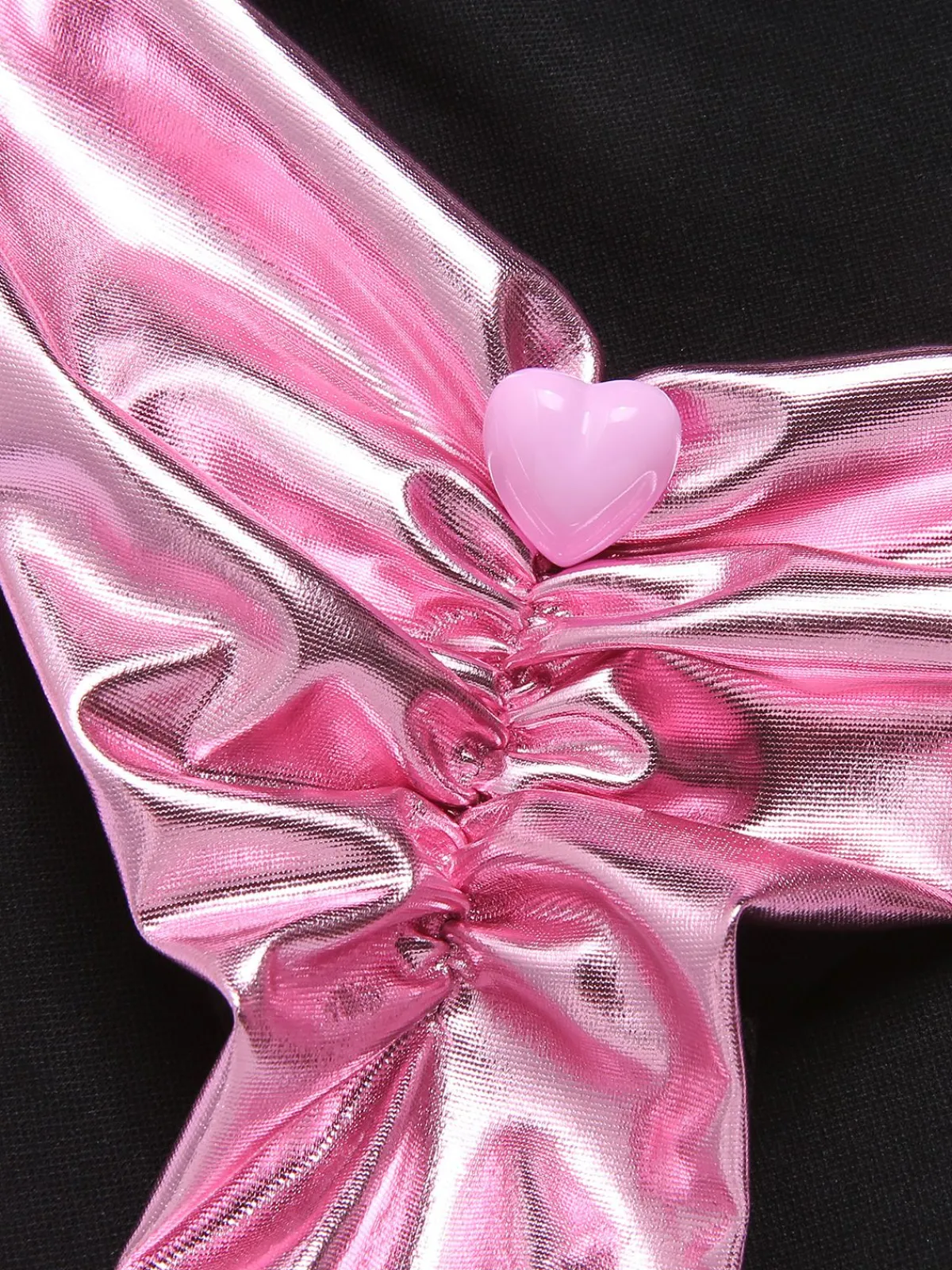 New Retro Stage 1970s Metallic 3D Heart Swimsuit Pink
