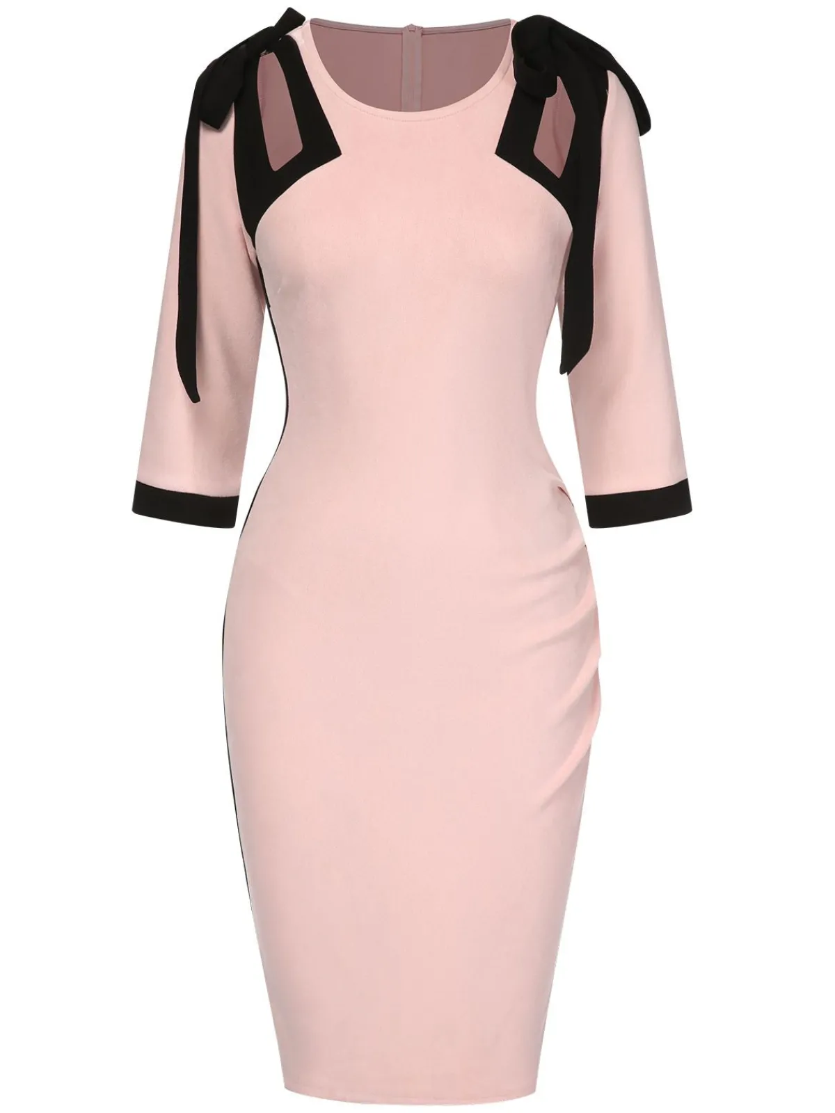 Discount Retro Stage 1960s Patchwork Pencil Dress Pink