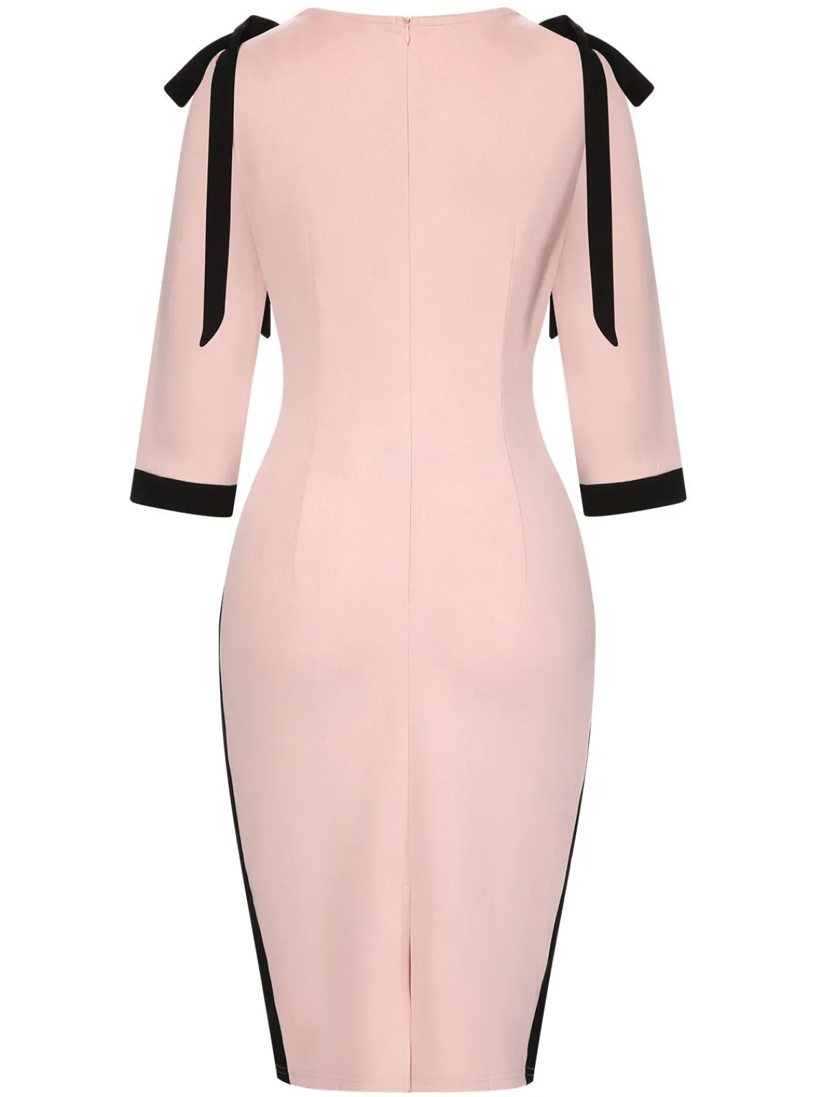 Discount Retro Stage 1960s Patchwork Pencil Dress Pink