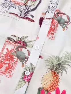 Clearance Retro Stage 1950s Pineapple Flower Belted Lapel Romper Pink