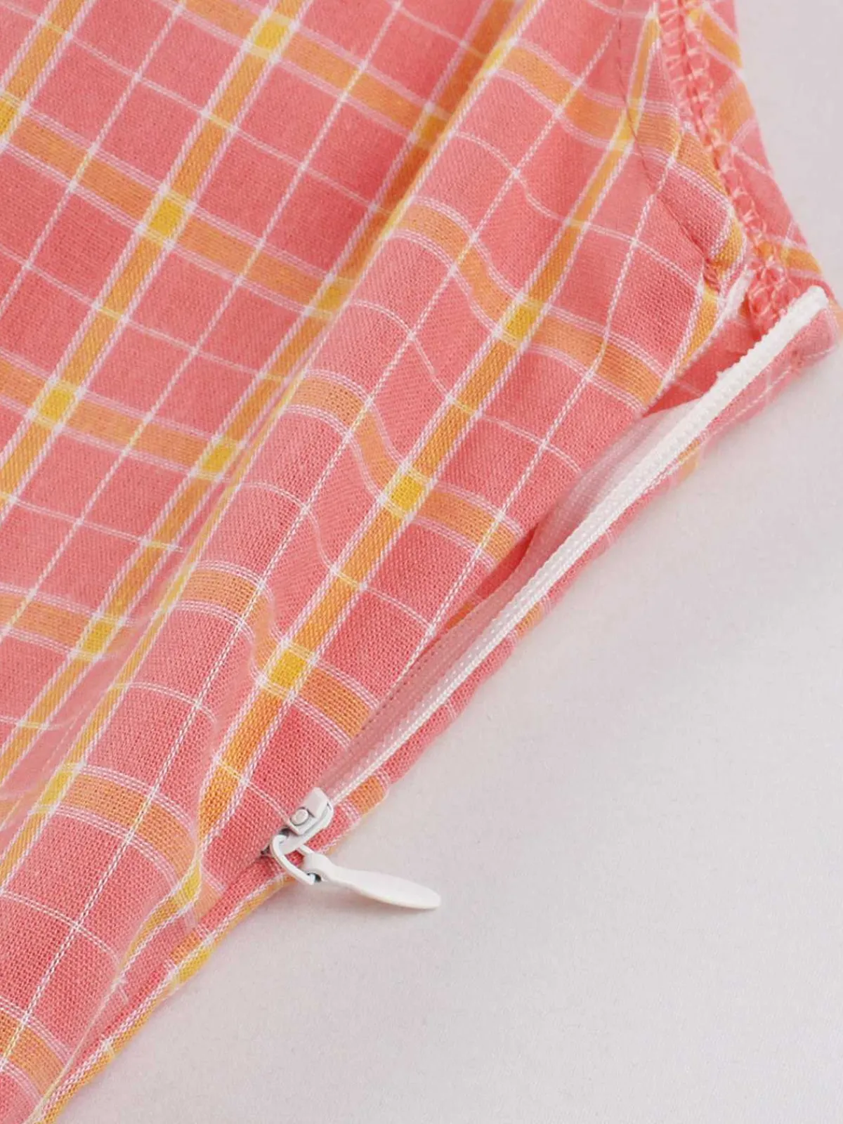 Fashion Retro Stage 1950s Plaid Buttoned Lapel Belted Dress Pink