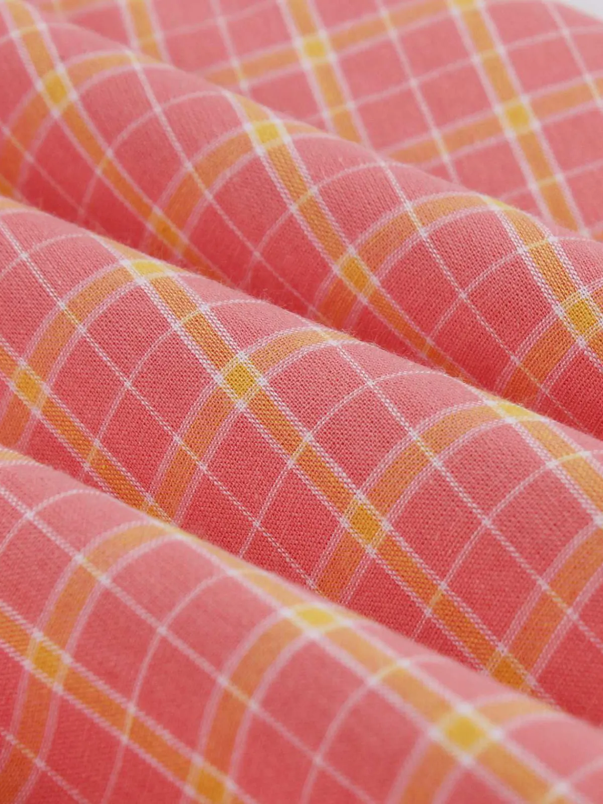 Fashion Retro Stage 1950s Plaid Buttoned Lapel Belted Dress Pink