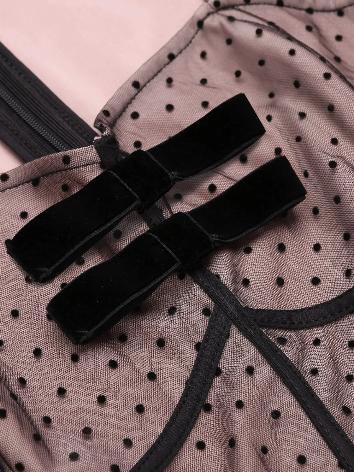 Online Retro Stage 1960s Polka Dot Mesh Pencil Dress Pink