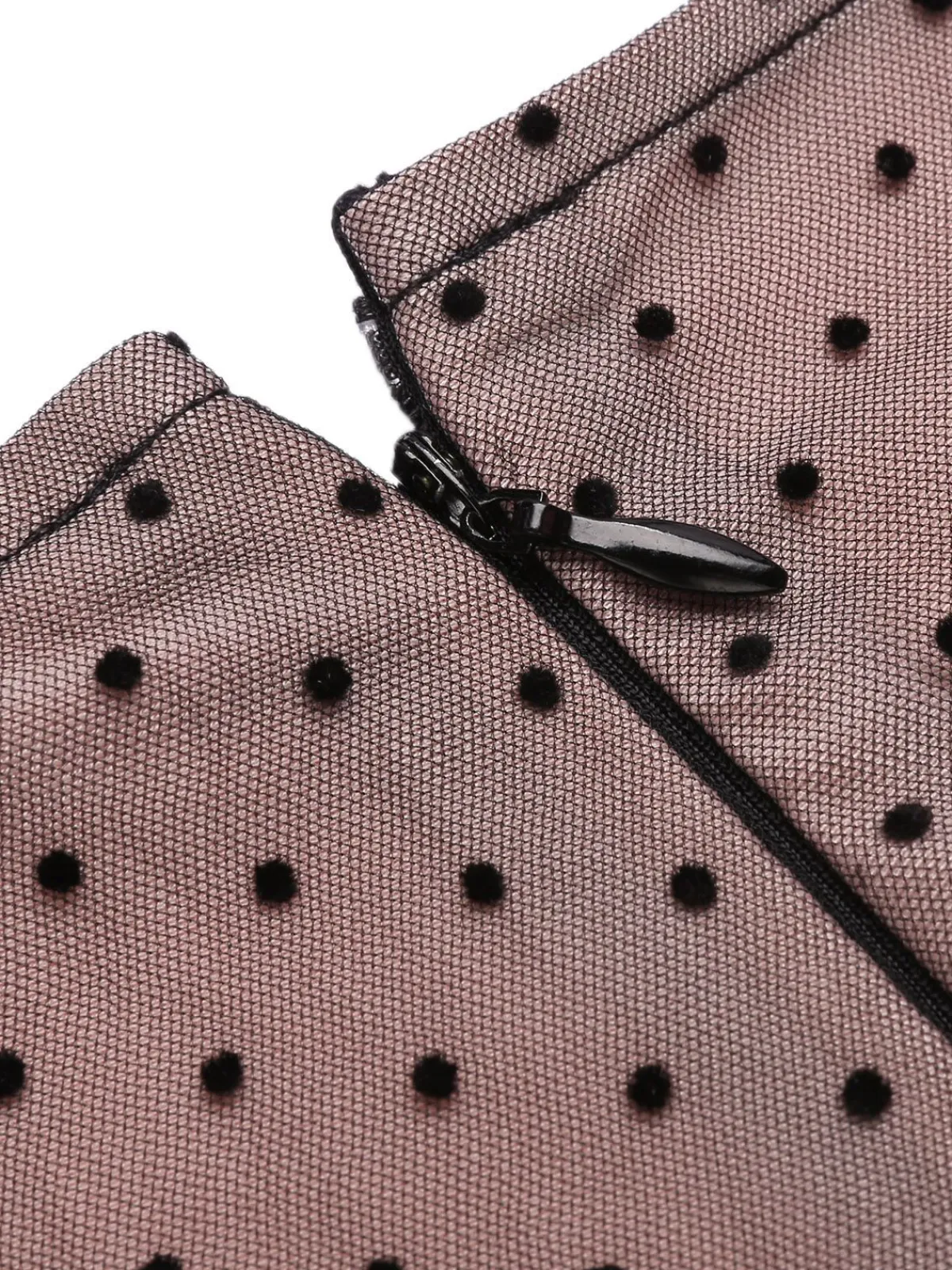 Online Retro Stage 1960s Polka Dot Mesh Pencil Dress Pink